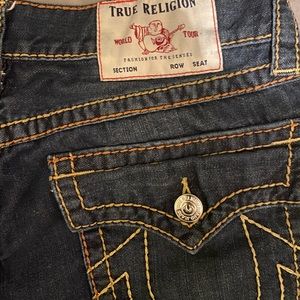 TRUE RELIGION - Ricky Orange Stitch Jeans Mens 32